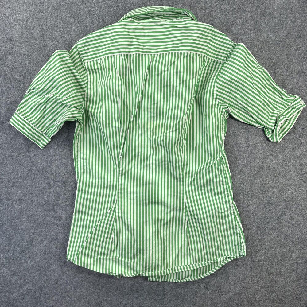 Ralph Lauren Sport Shirt Womens 4 Green Stripe Short Sleeve Button Front Casual - Picture 10 of 10